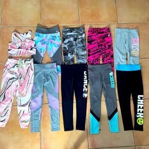 Justice Leggings Tights Stretch Pants Joggers Cheer Dance Black Pink Grey Sports